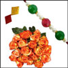 Pearl Rakhi JPNJ-621(single) + Orange Roses - Click here to View more details about this Product